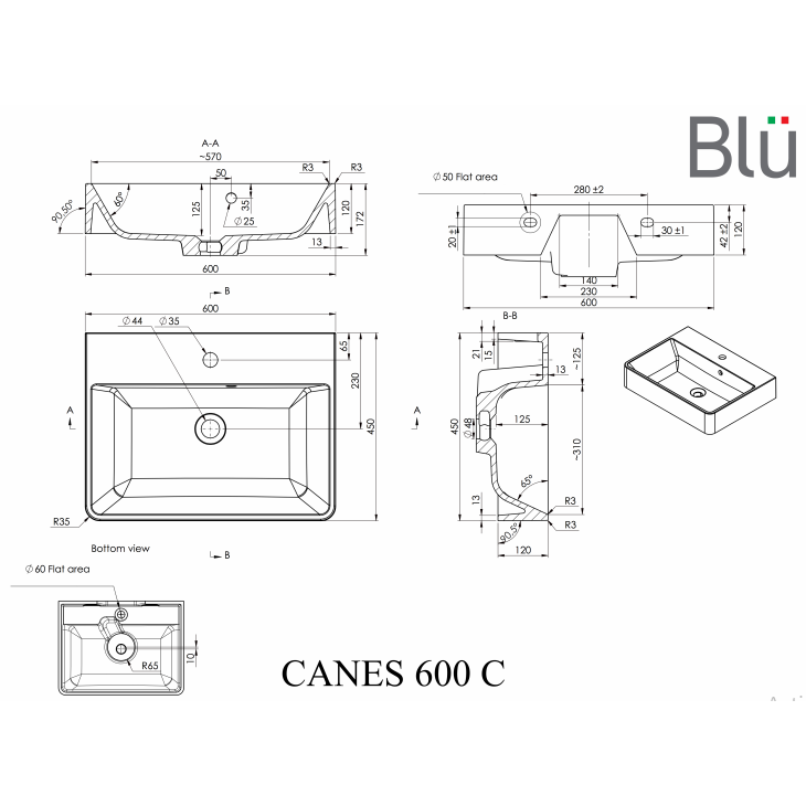 Izlietne CANES 60x45cm - Image 2