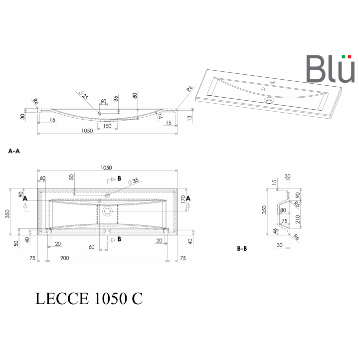 Izlietne LECCE 70x35, 105x35cm - Image 2