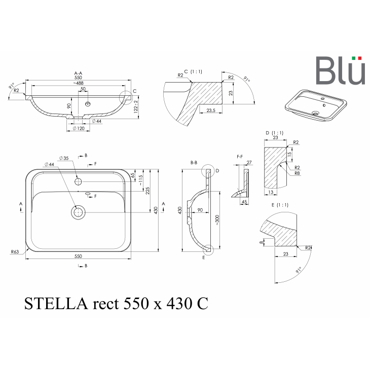 Izlietne Stella Rect II 55x43cm - Image 2