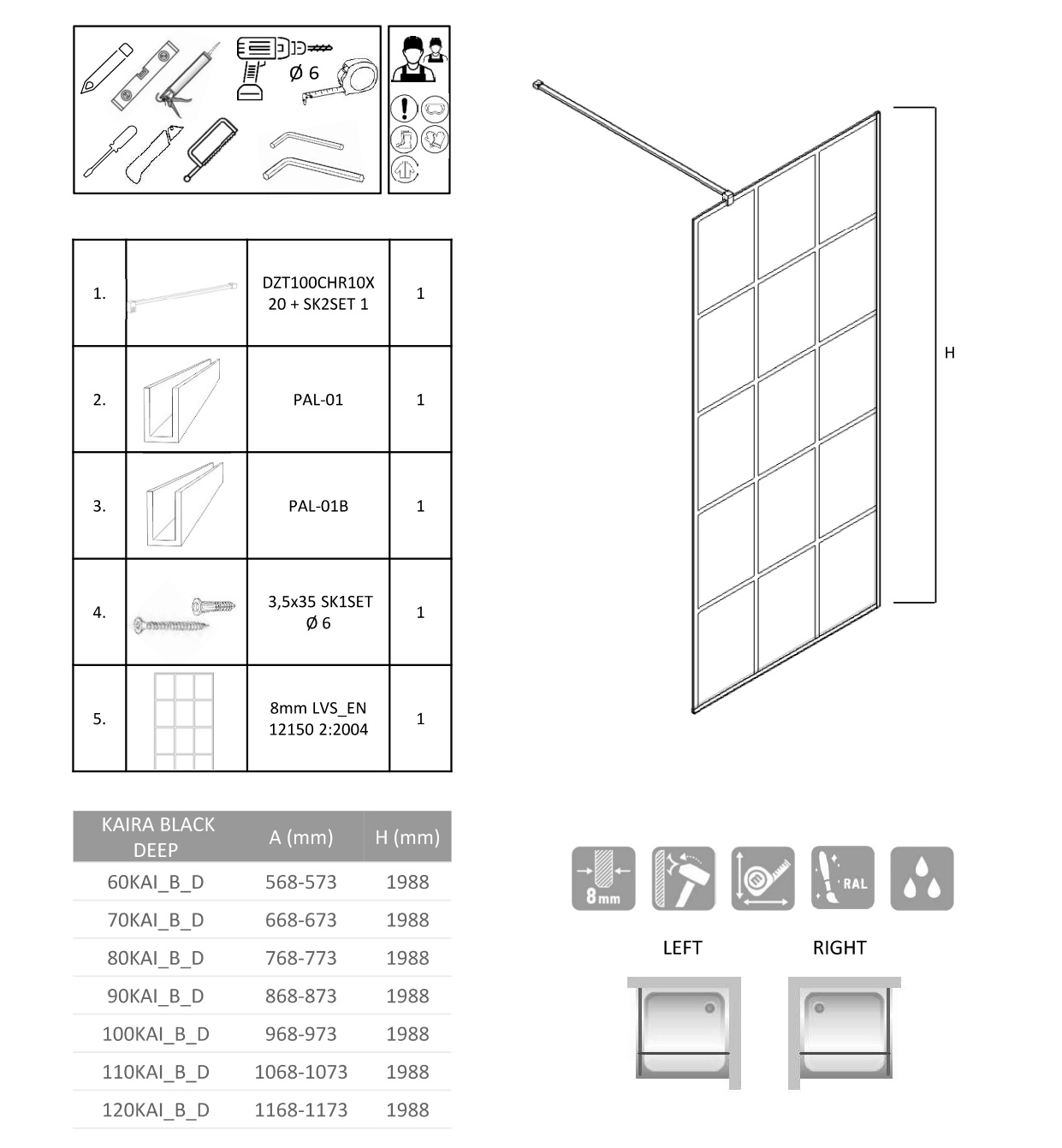 Kaira Black Deep 3 60, 70, 80, 90, 100, 110, 120cm - Image 4