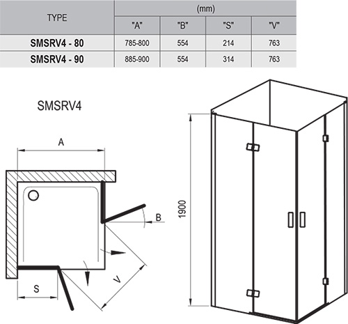 SmartLine SMSRV4 80x80, 90x90cm - Image 6