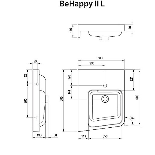 Stūra izlietne BeHappy II 66x50cm - Image 5
