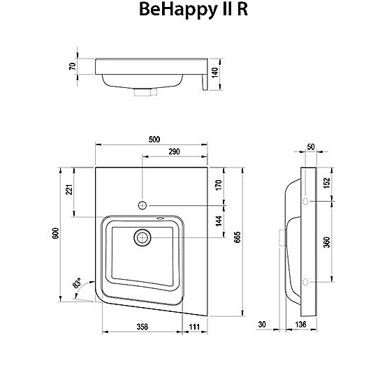 Stūra izlietne BeHappy II 66x50cm - Image 4