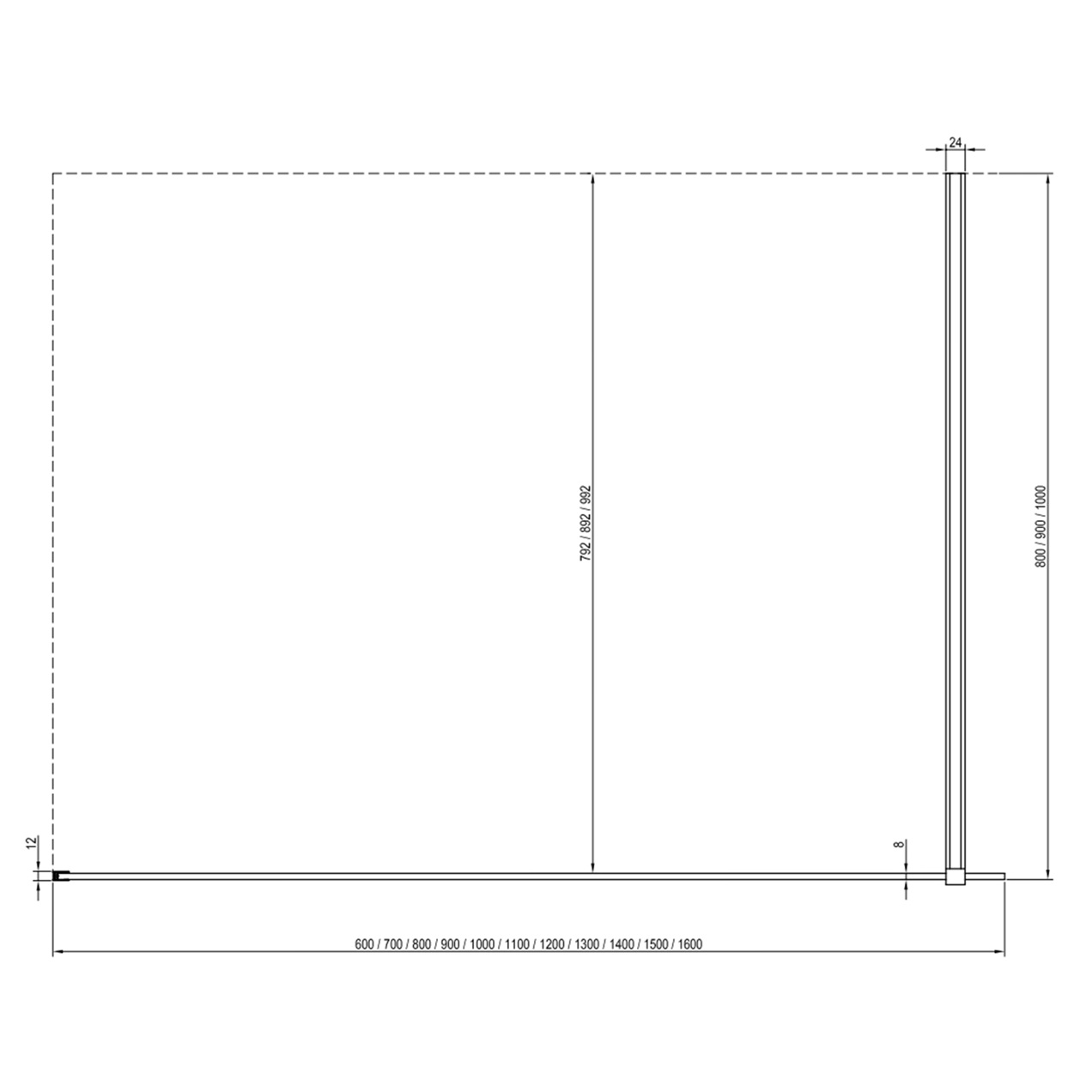Walk in wall 60, 70, 80, 90, 100, 110, 120, 130, 140cm - Image 7