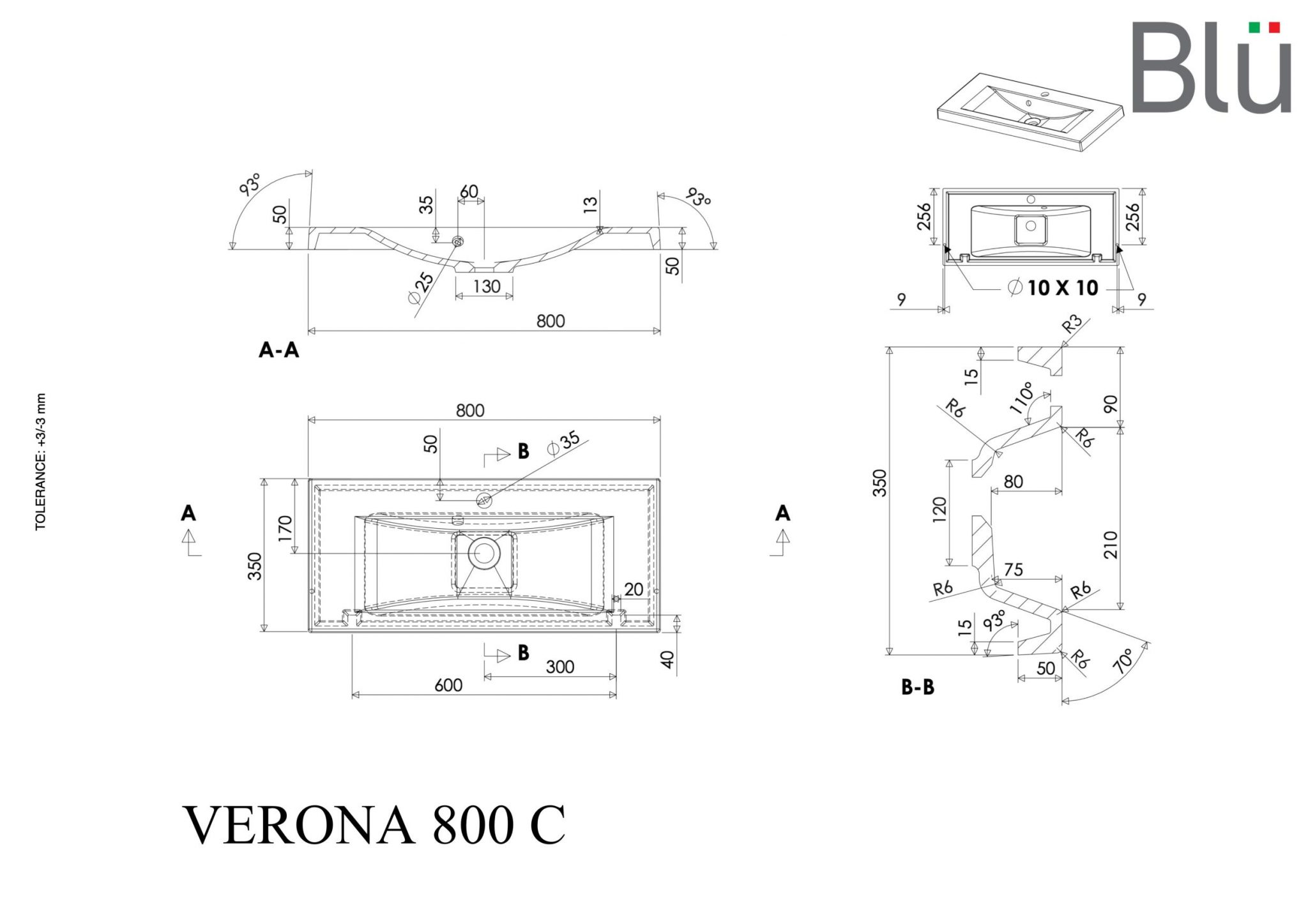 Izlietne VERONA 80x35cm - Image 3