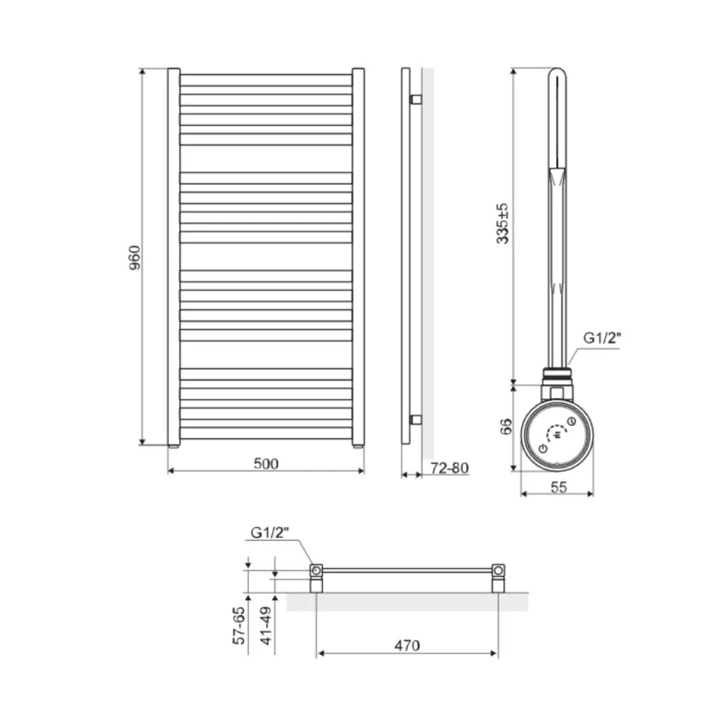 Elektriskais dvieļu žāvētājs Horos 50x96cm - Image 5