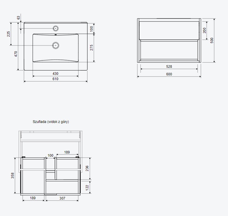 Skapītis ar izlietni Tuto 60, 80cm - Image 7