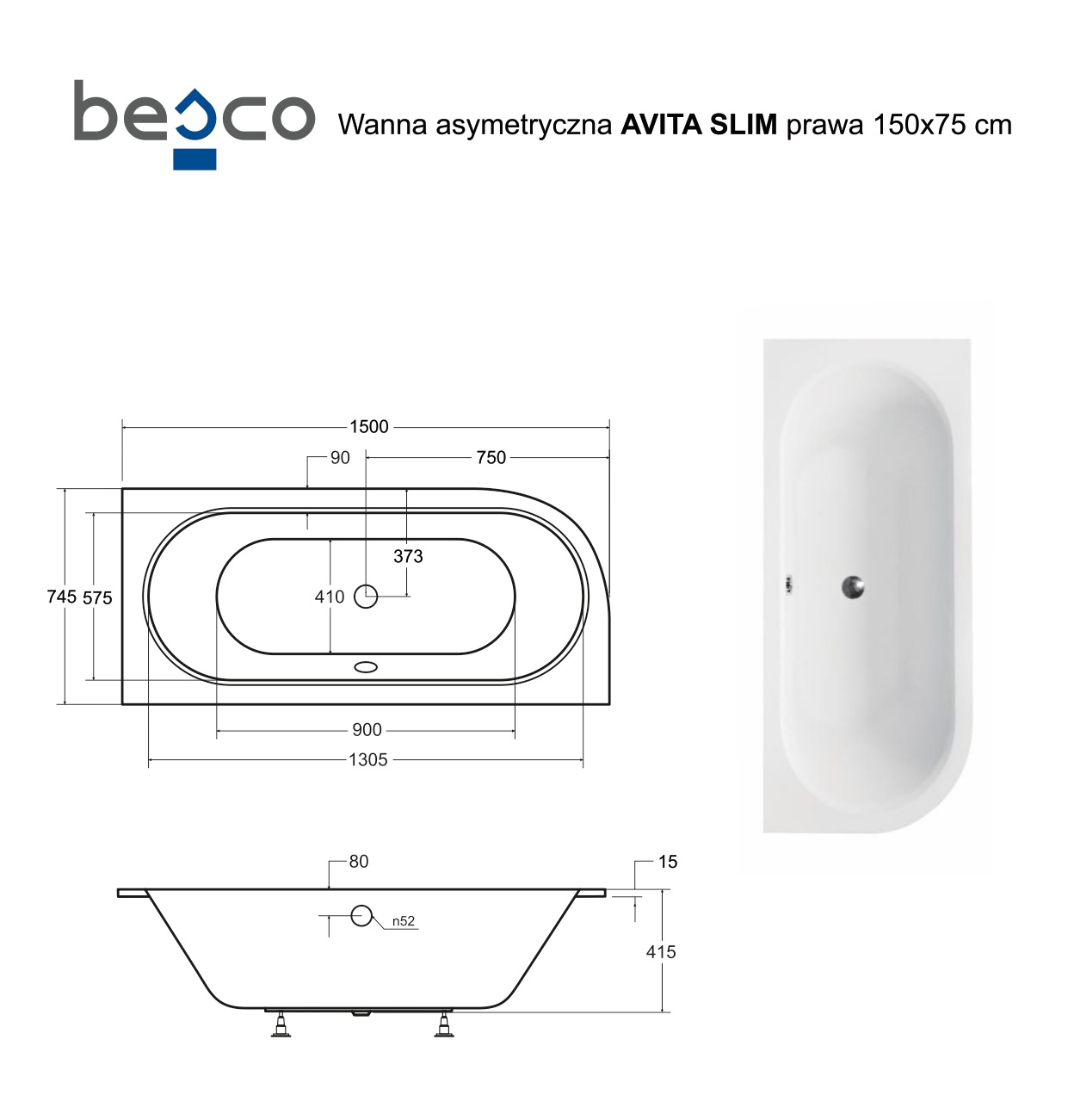 Vita Slim 150x75, 160x75, 170x75, 180x80cm labā puse - Image 3