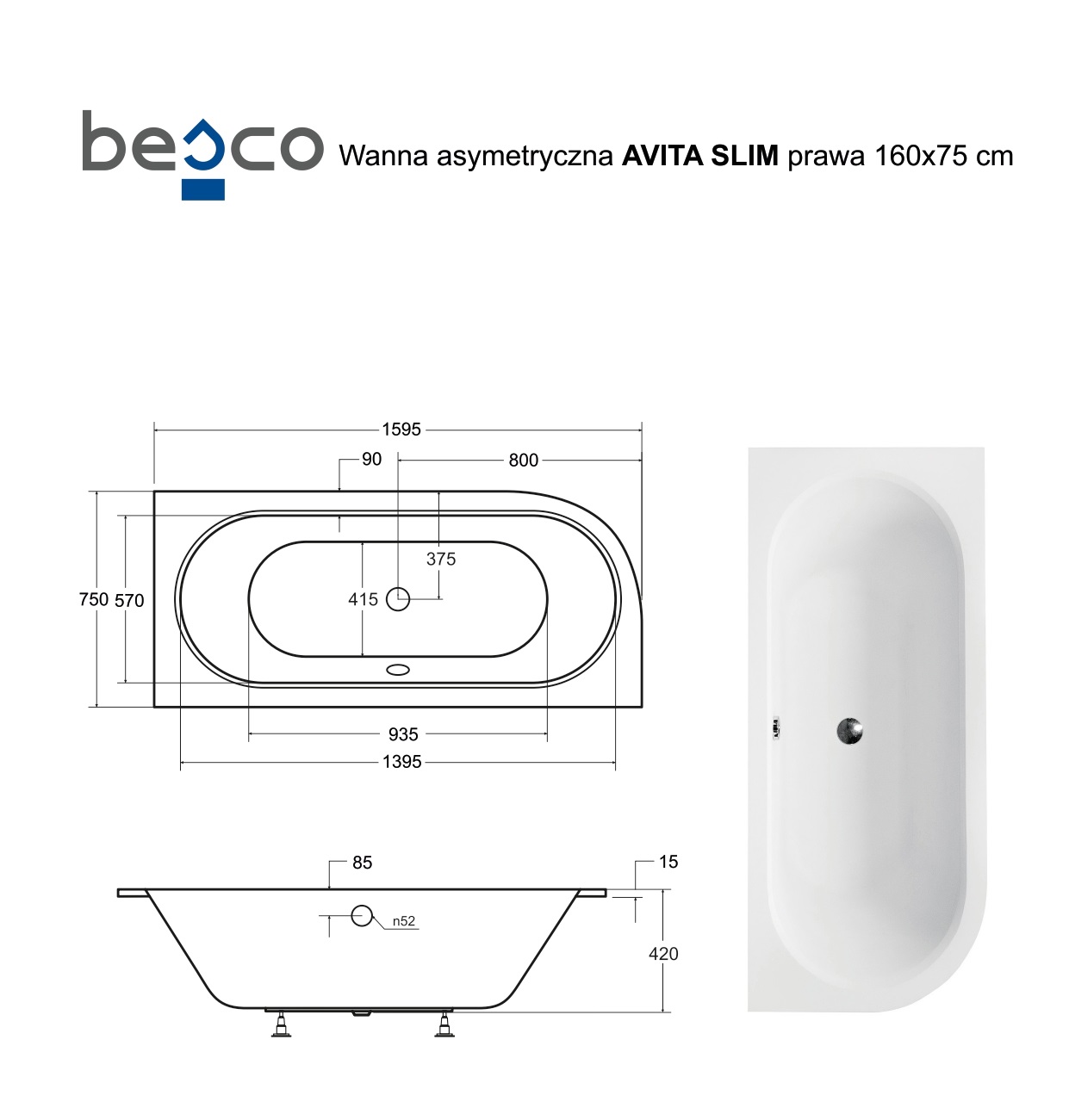 Vita Slim 150x75, 160x75, 170x75, 180x80cm labā puse - Image 4