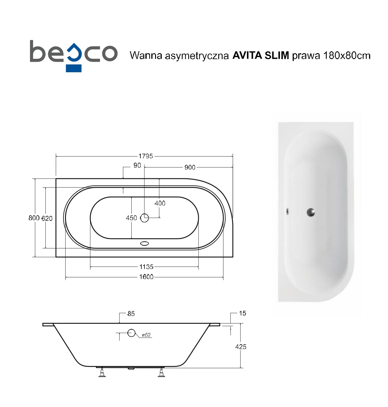 Vita Slim 150x75, 160x75, 170x75, 180x80cm labā puse - Image 6
